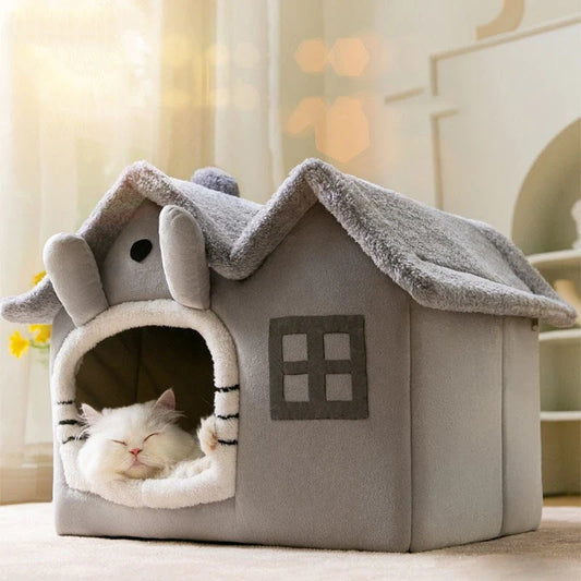 Cozy & Convenient – Plush Pet House with Removable Roof for Ultimate Comfort