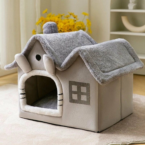 Cozy & Convenient – Plush Pet House with Removable Roof for Ultimate Comfort