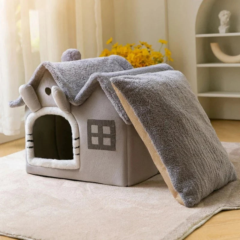 Cozy & Convenient – Plush Pet House with Removable Roof for Ultimate Comfort