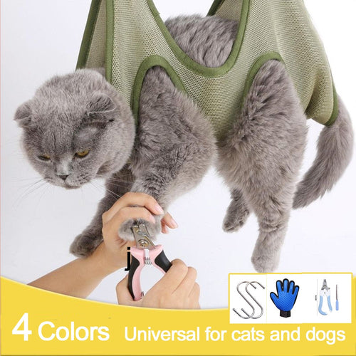 Stress-Free Grooming – Cat Grooming Restraint Bag with Convenient Hammock Attachment