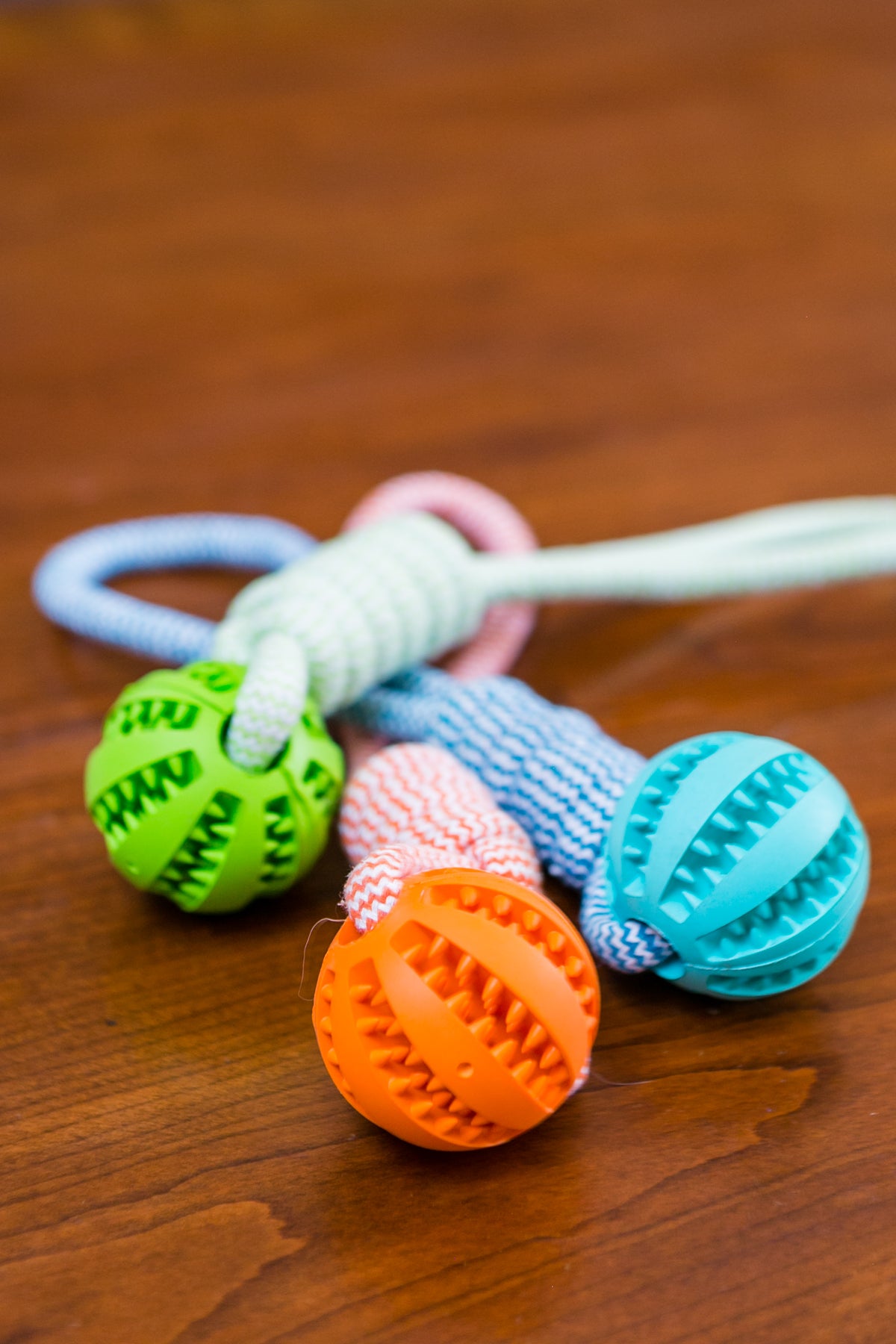 Durable Rubber Ball Chew Toy with Cotton Rope – Perfect for Interactive Play and Dental Health