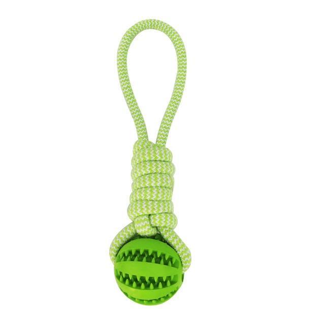 Durable Rubber Ball Chew Toy with Cotton Rope – Perfect for Interactive Play and Dental Health