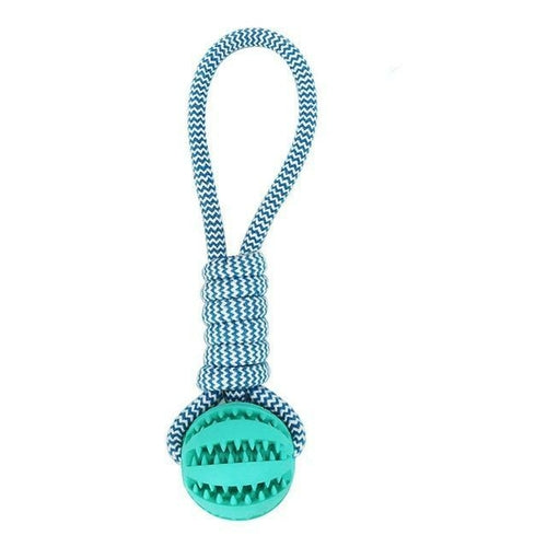 Durable Rubber Ball Chew Toy with Cotton Rope – Perfect for Interactive Play and Dental Health